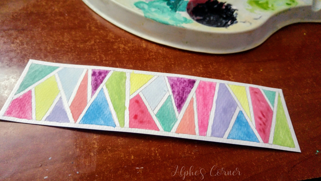 Geometric pattern filled with watercolours